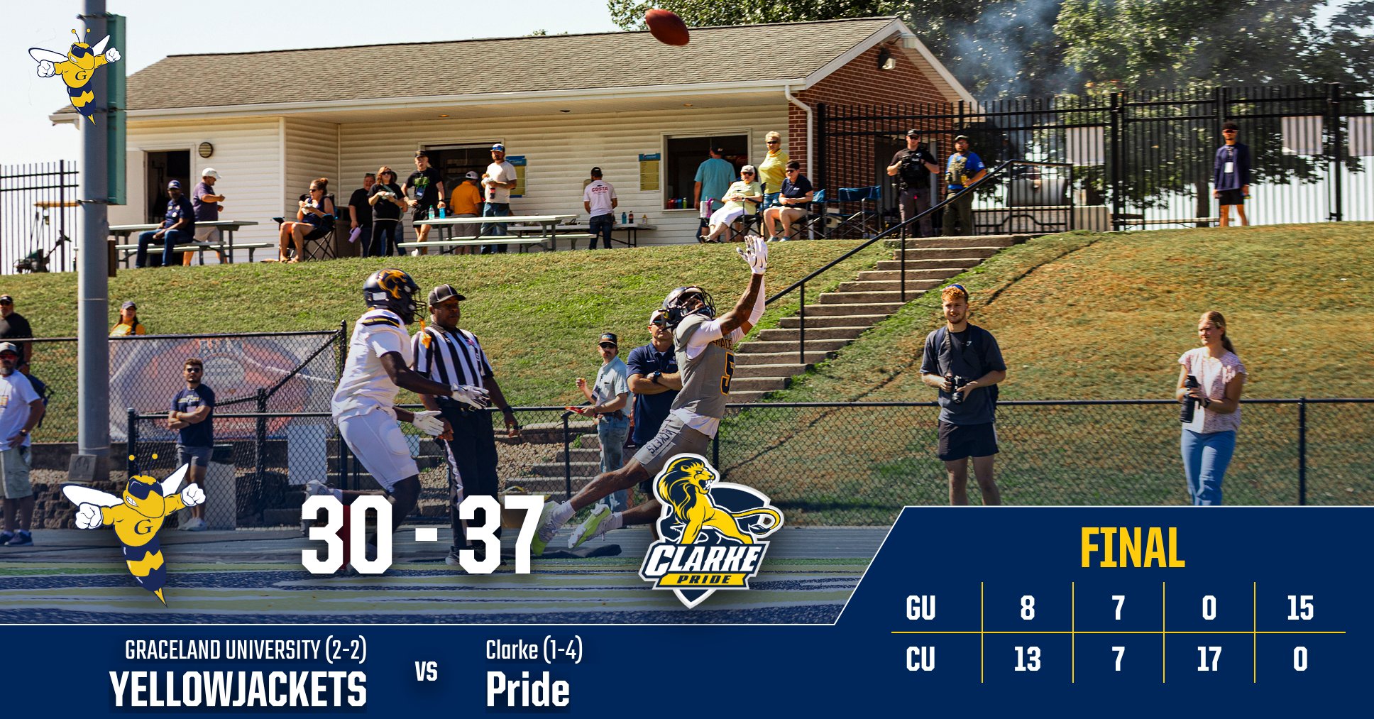 Graceland Falls 37-30 to Clarke in Heart North Division Opener at Huntsman Field