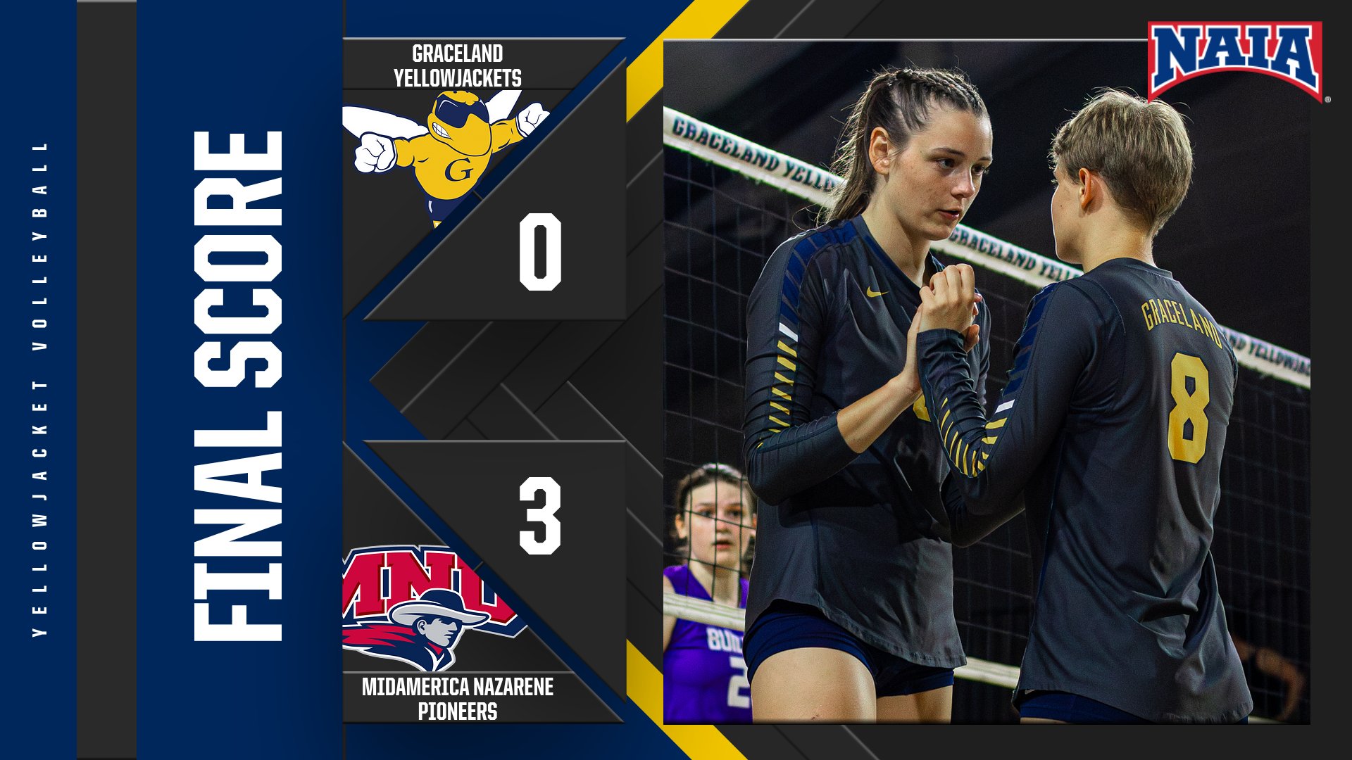 Yellowjackets Fall in Three Sets at MidAmerica Nazarene in Heart Action